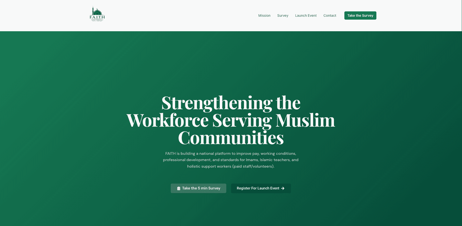 F.A.I.T.H homepage introducing the organisation and its mission