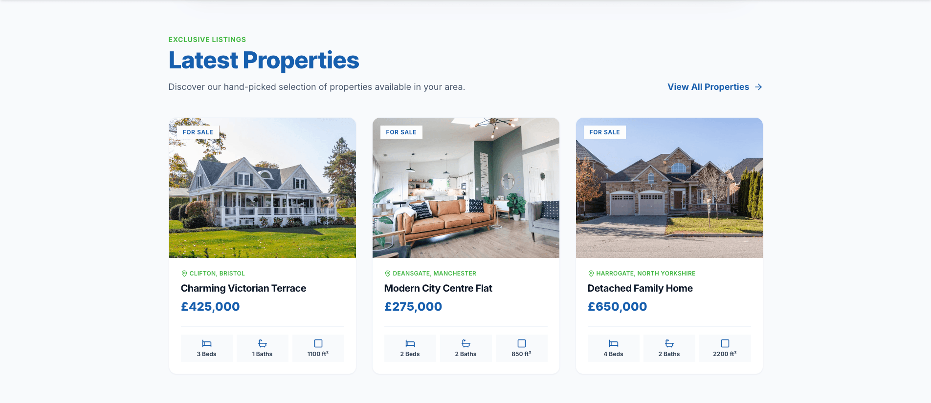 Greenfield Estates latest property listings grid
